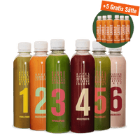 Obst- und Gemüsesäfte und gratis winterlicher Saft