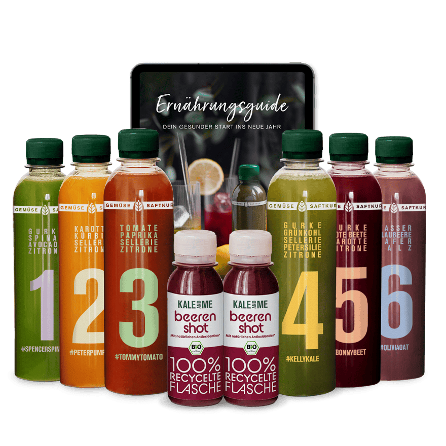 Machtfit Sommer-Bundle with 3-Day Juice Cleanse, free berry shots, and nutrition guide.