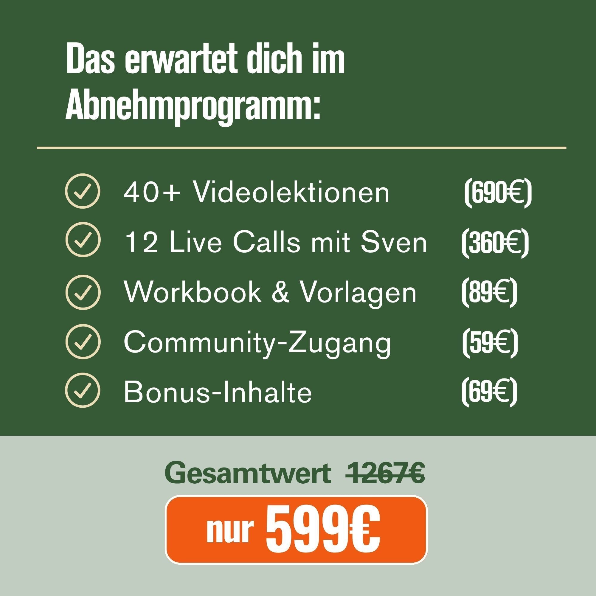 Preisaufstellung Abnehmprogramm